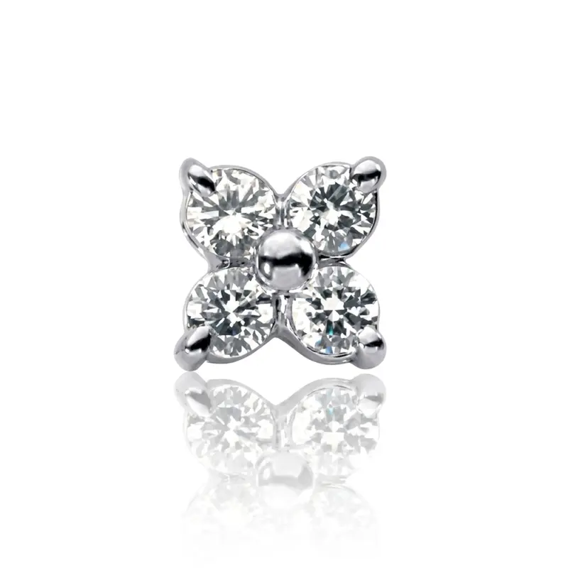 14K white gold 0.28ct. Flower Design Diamond Pendant - alternate view 2