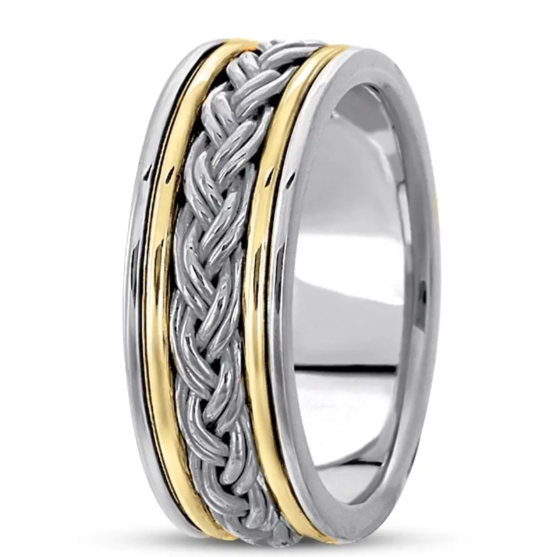 10K w-y-w-y-w gold 8mm. high polish Double-Braided-Handmade-Wedding-Band - alternate view 7