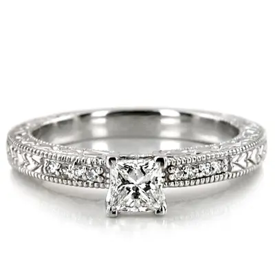 Pave Set Antique Diamond Bridal Ring (0.06 ct. tw.)