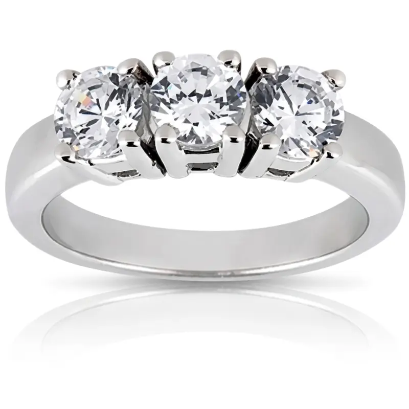 14K white gold Classic Basket Three Stone Prong Set Diamond Ring (0.75 ct. tw.) - alternate view 5