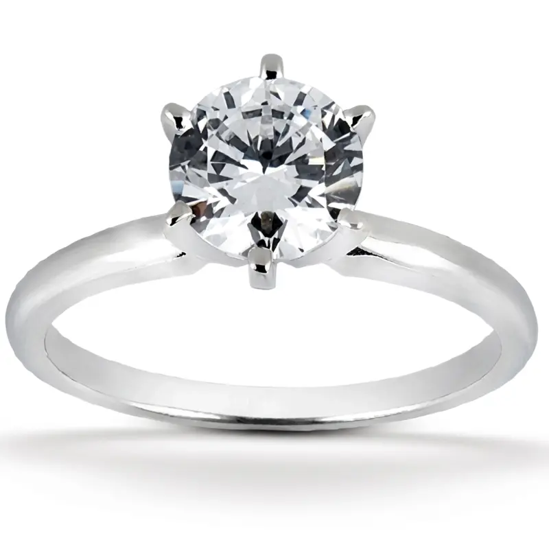14K white gold Round Cut 6-Prong Solitaire Diamond Engagement Ring (1.00 ct.) - main view