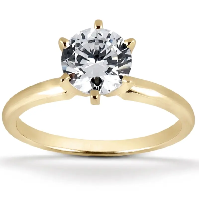 14K white gold Round Cut 6-Prong Solitaire Diamond Engagement Ring (1.00 ct.) - alternate view 2