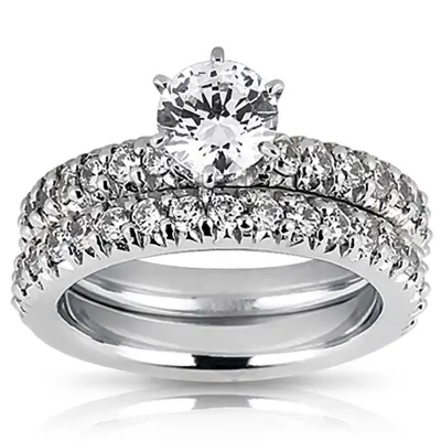 14K white gold 0.42 ct. Round Cut Prong Set Diamond Bridal Ring - main view thumbnail