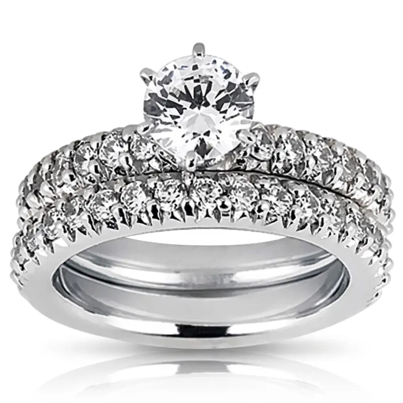 14K white gold 0.42 ct. Round Cut Prong Set Diamond Bridal Ring - main view