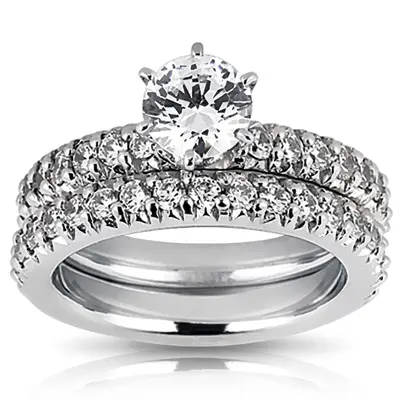 14K white gold 0.80 ct. Round Cut Prong Set Diamond Bridal Ring - alternate view 2 thumbnail