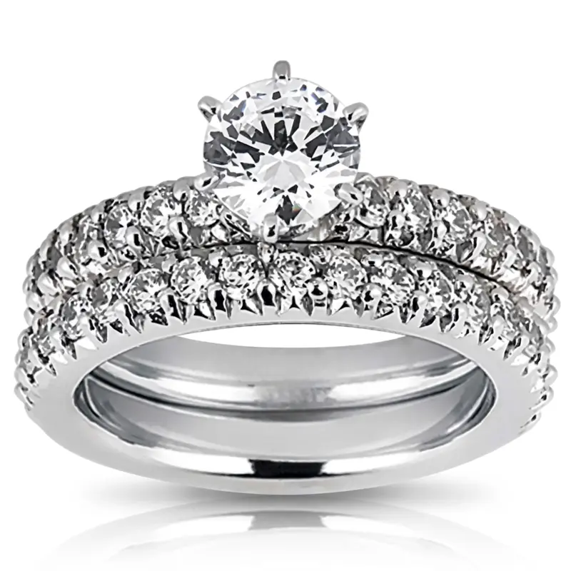 14K white gold 0.80 ct. Round Cut Prong Set Diamond Bridal Ring - alternate view 2