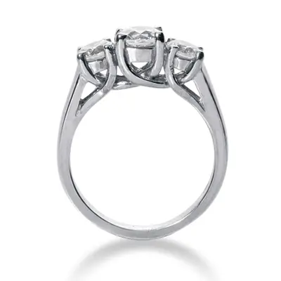 18K white gold Three Stone Engagement Ring Trellis Setting Sapphire Center ( 0.20 ct. tw.) - alternate view 2 thumbnail