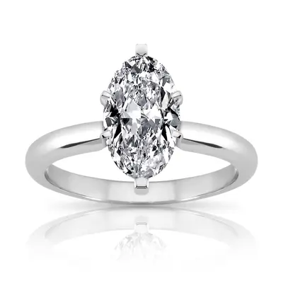 10 x 5 mm Moissanite Marquise Solitaire Engagement Ring