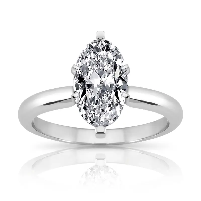 14K gold 10 x 5 mm Moissanite Marquise Solitaire Engagement Ring - main view