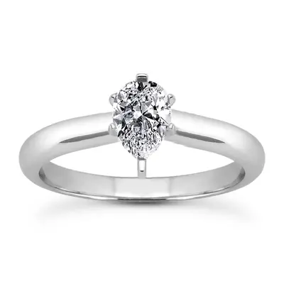 8 x 5 mm Moissanite Pear Shape Solitaire Engagement Ring