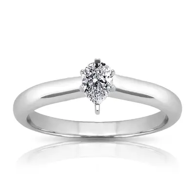 6 x 4 mm Moissanite Pear Shape Solitaire Engagement Ring