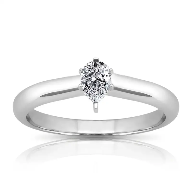 14K gold 6 x 4 mm Moissanite Pear Shape Solitaire Engagement Ring - main view