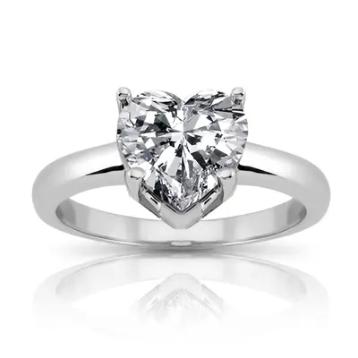 8 x 8 mm  Moissanite Heart Shape Solitaire Diamond Bridal Ring - view 1 of 4