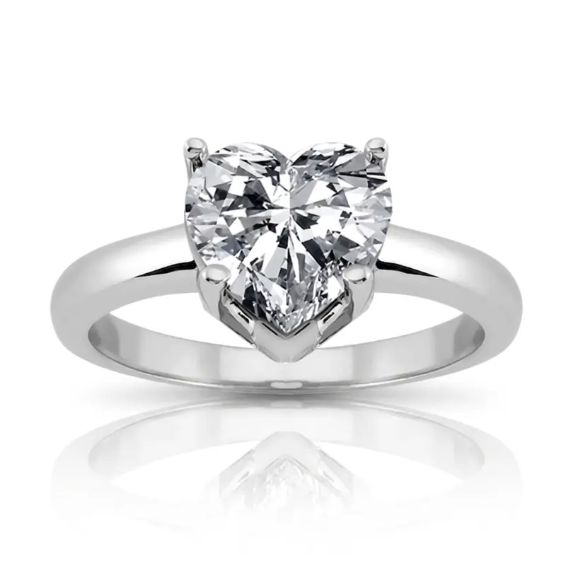 14K gold 8 x 8 mm Moissanite Heart Shape Solitaire Diamond Bridal Ring - main view