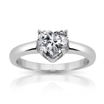 6.5 x 6.5 mm Moissanite Heart Shape Solitaire Diamond Bridal Ring - view 1 of 3