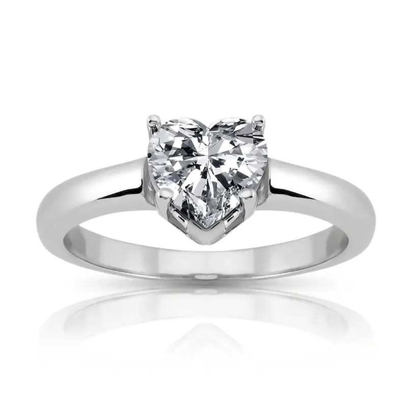 14K gold 6.5 x 6.5 mm Moissanite Heart Shape Solitaire Diamond Bridal Ring - main view