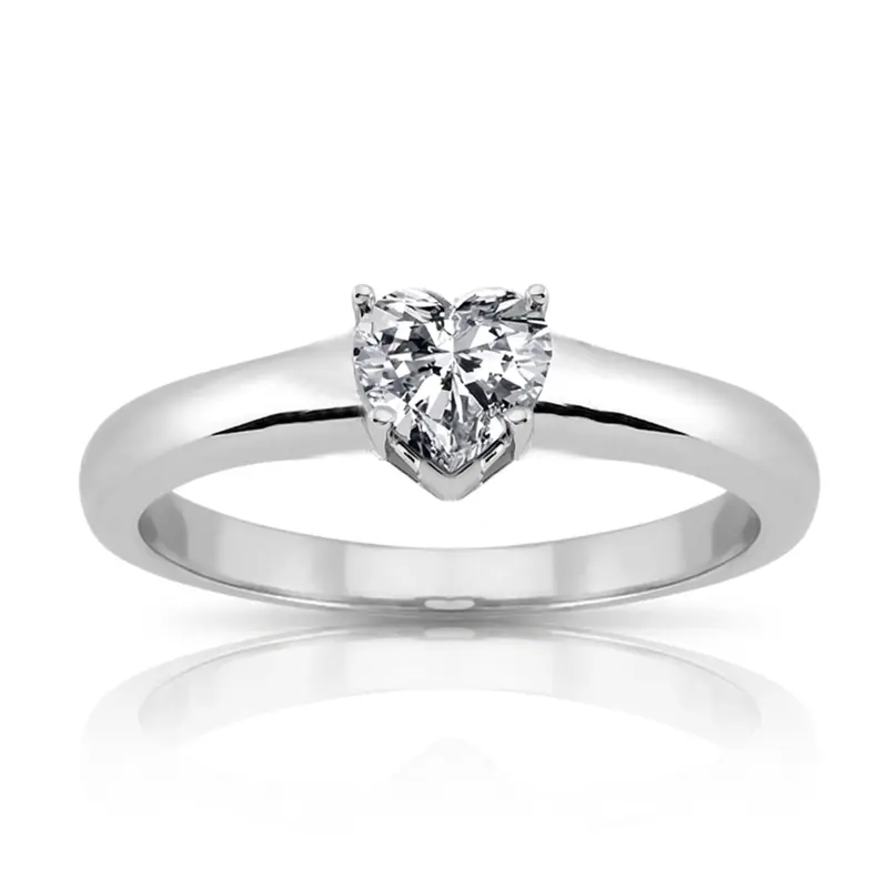 14K gold 5 x 5 mm Moissanite Heart Shape Solitaire Diamond Bridal Ring - main view
