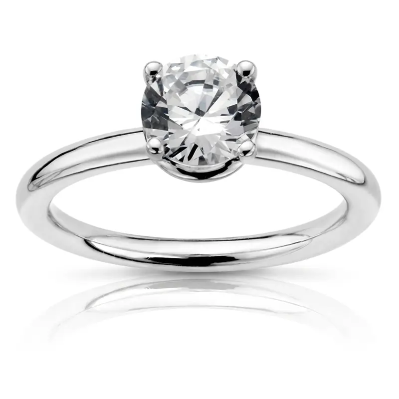 14K gold 6.5 mm Moissanite Designer 4 Prong Solitaire Engagement Ring - main view