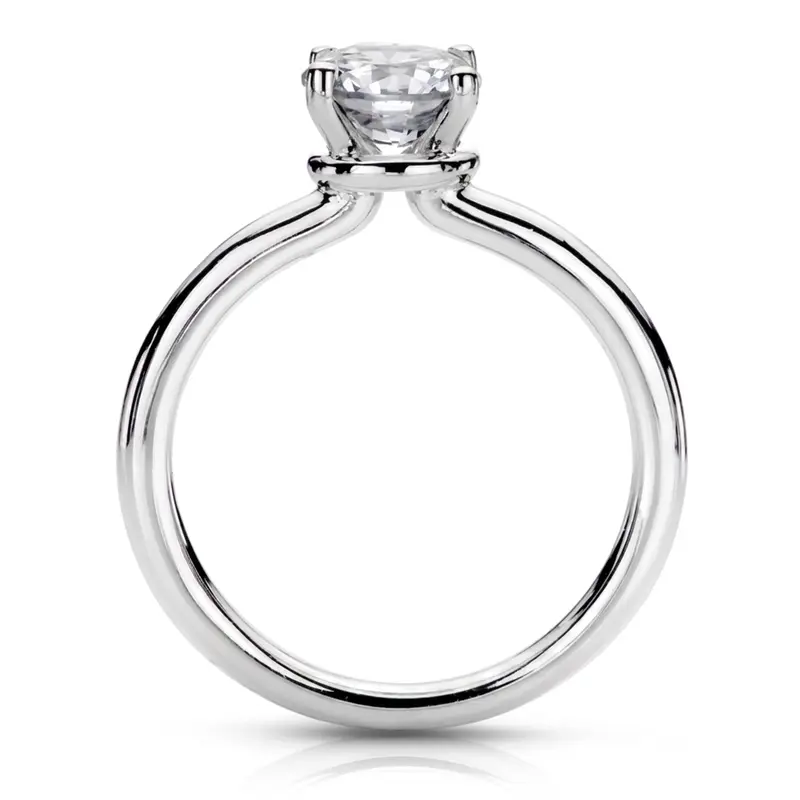14K gold 6.5 mm Moissanite Designer 4 Prong Solitaire Engagement Ring - alternate view 2