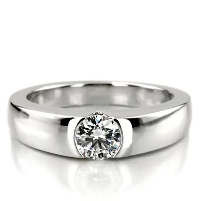 14K gold 5 mm Moissanite Tension Set Solitaire Diamond Engagement Ring - alternate view 3 thumbnail
