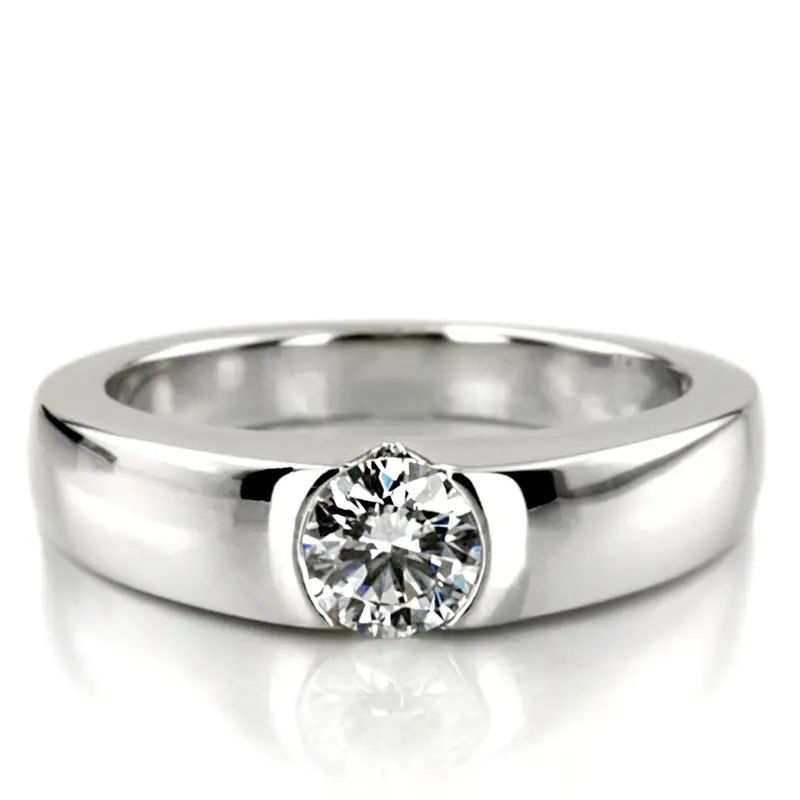 14K gold 5 mm Moissanite Tension Set Solitaire Diamond Engagement Ring - alternate view 3