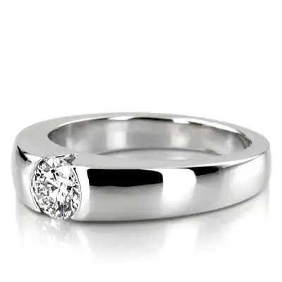 14K gold 5 mm Moissanite Tension Set Solitaire Diamond Engagement Ring - alternate view 4 thumbnail