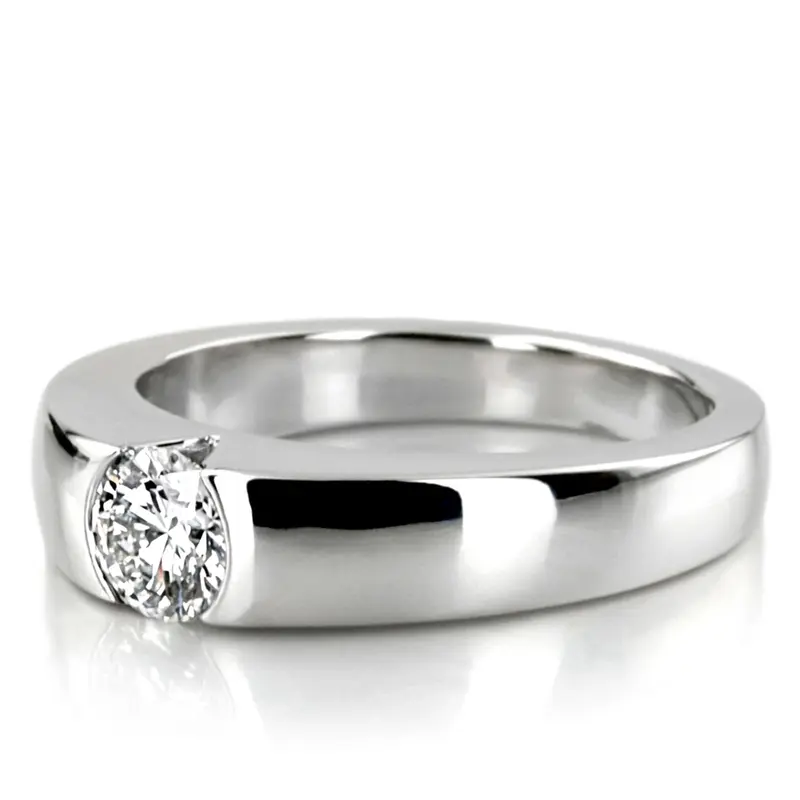 14K gold 5 mm Moissanite Tension Set Solitaire Diamond Engagement Ring - alternate view 4