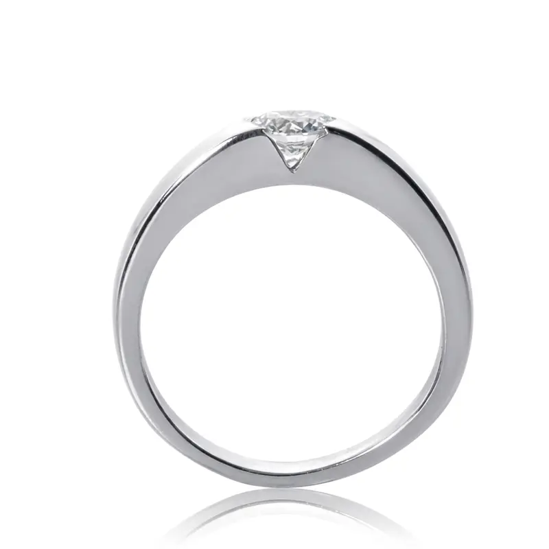 14K gold 5 mm Moissanite Tension Set Solitaire Diamond Engagement Ring - main view