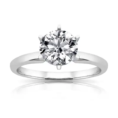 7.5 Moissanite Round Cut 6-Prong Classic Solitaire Engagement Ring