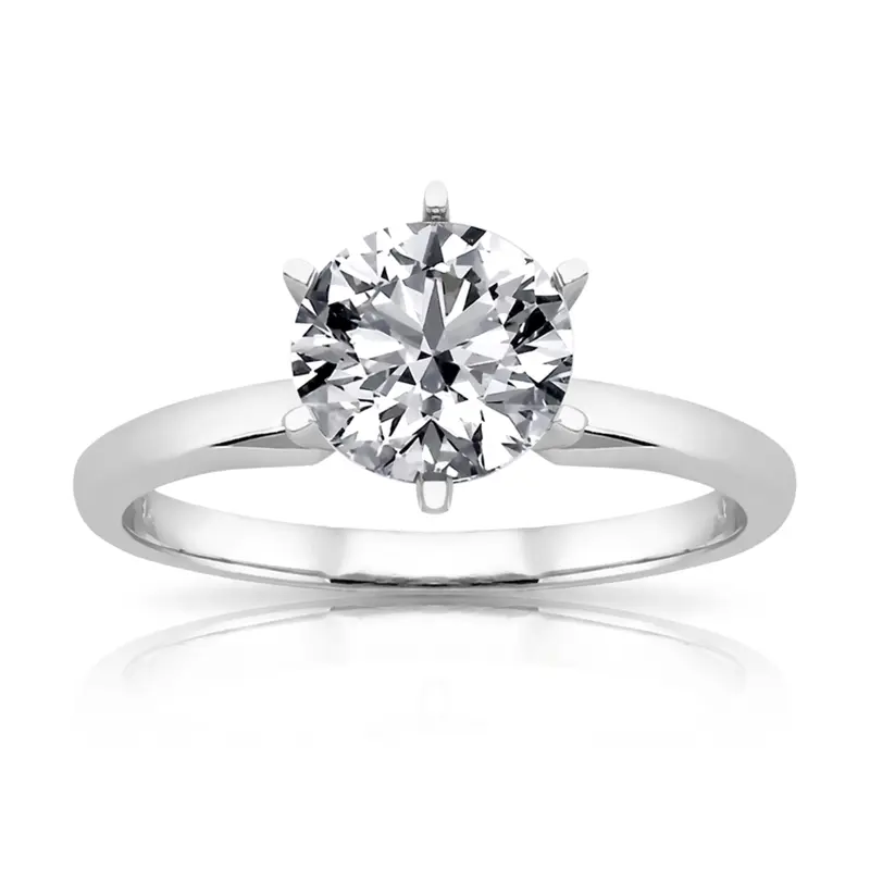 14K gold 7.5 Moissanite Round Cut 6-Prong Classic Solitaire Engagement Ring - main view