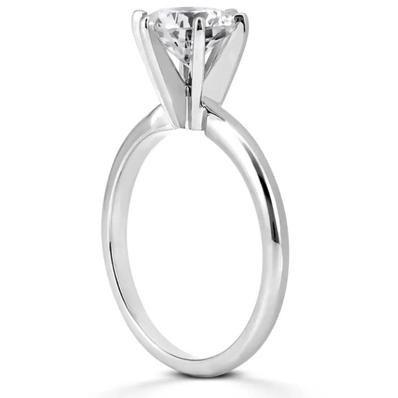 14K gold 7.5 Moissanite Round Cut 6-Prong Classic Solitaire Engagement Ring - alternate view 2
