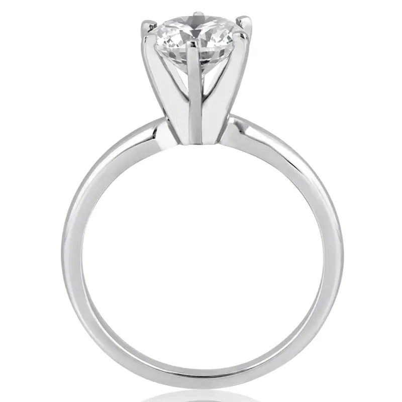 14K gold 7.5 Moissanite Round Cut 6-Prong Classic Solitaire Engagement Ring - alternate view 3