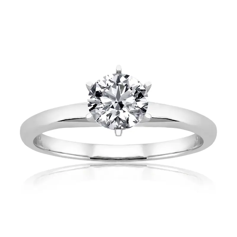 14K gold 6.5 mm Moissanite Round Cut 6-Prong Classic Solitaire Engagement Ring - main view