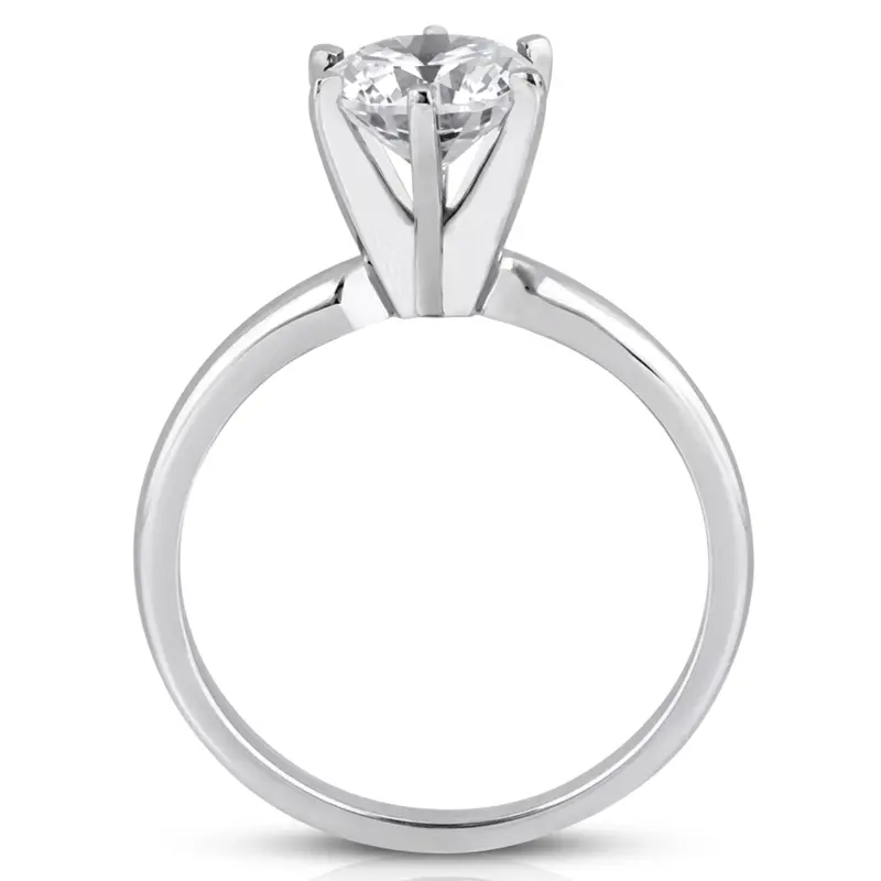 14K gold 6.5 mm Moissanite Round Cut 6-Prong Classic Solitaire Engagement Ring - alternate view 3