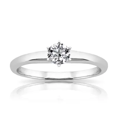 14K gold 5 mm Moissanite Round Cut 6-Prong Classic Solitaire Engagement Ring - alternate view 4 thumbnail