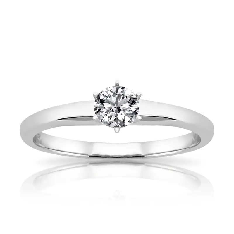 14K gold 5 mm Moissanite Round Cut 6-Prong Classic Solitaire Engagement Ring - alternate view 4