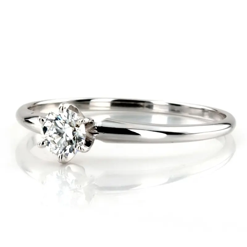 14K gold 5 mm Moissanite Round Cut 6-Prong Classic Solitaire Engagement Ring - alternate view 2