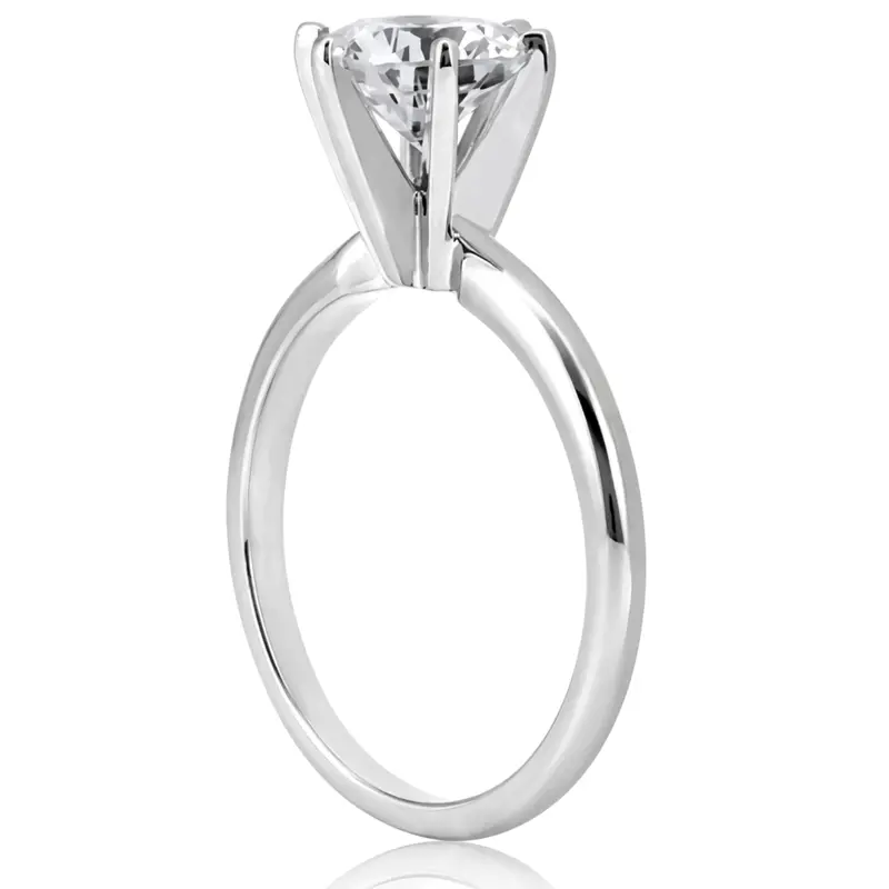 14K gold 5 mm Moissanite Round Cut 6-Prong Classic Solitaire Engagement Ring - alternate view 3