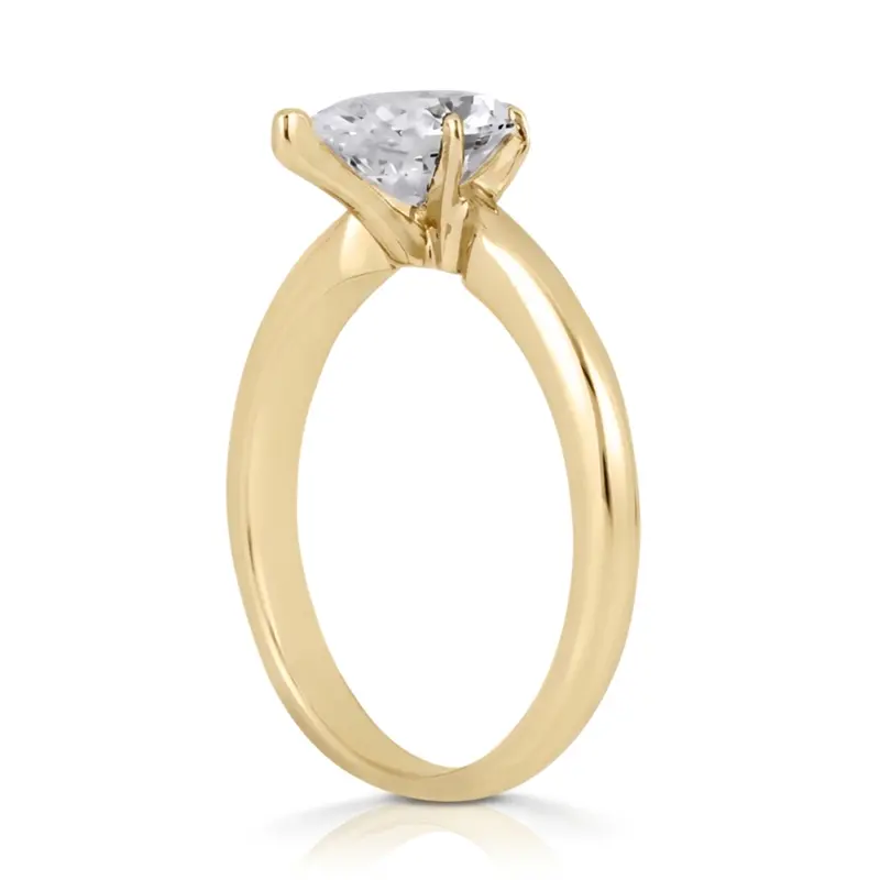 14K gold 8 x 5 mm Moissanite Pear Shape Solitaire Engagement Ring - alternate view 3