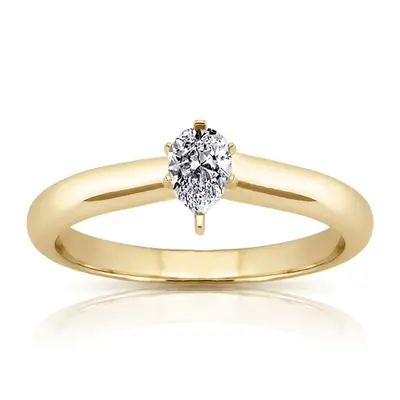 14K gold 6 x 4 mm Moissanite Pear Shape Solitaire Engagement Ring - alternate view 3 thumbnail
