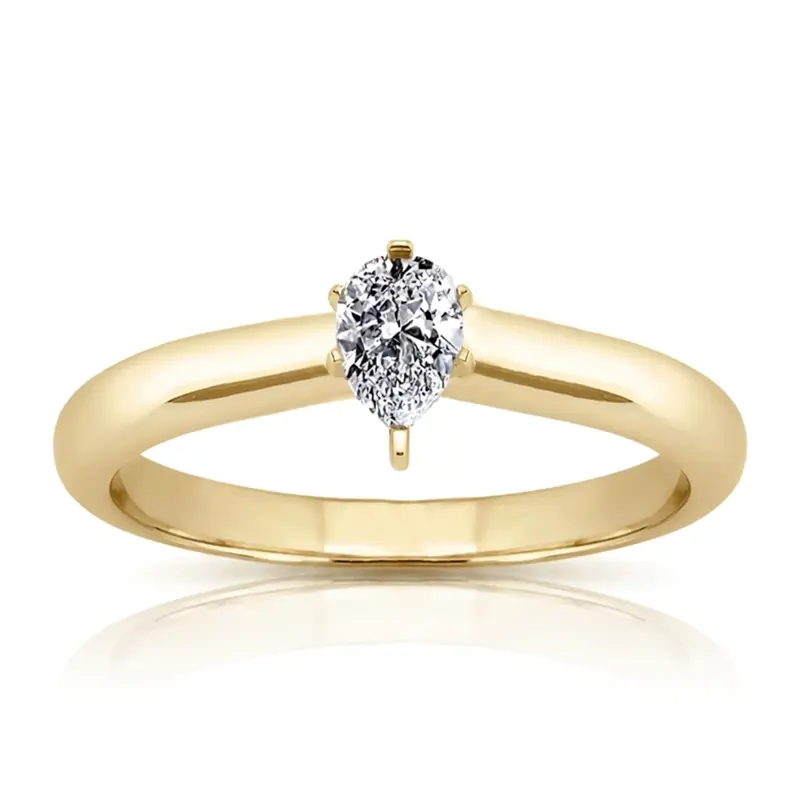 14K gold 6 x 4 mm Moissanite Pear Shape Solitaire Engagement Ring - alternate view 3