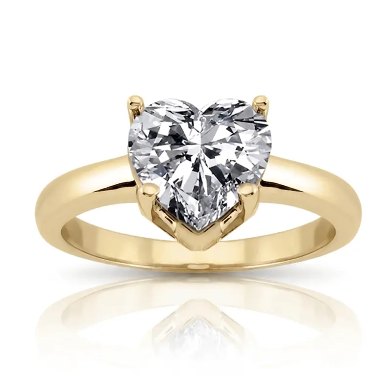 14K gold 8 x 8 mm Moissanite Heart Shape Solitaire Diamond Bridal Ring - alternate view 3