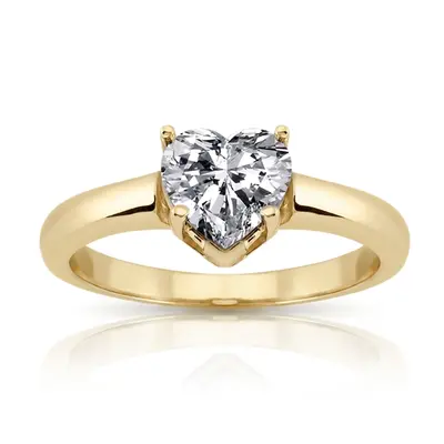 14K gold 6.5 x 6.5 mm Moissanite Heart Shape Solitaire Diamond Bridal Ring - alternate view 3 thumbnail
