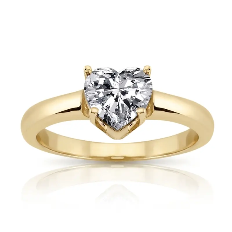 14K gold 6.5 x 6.5 mm Moissanite Heart Shape Solitaire Diamond Bridal Ring - alternate view 3