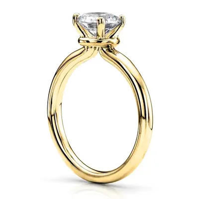 14K gold 6.5 mm Moissanite Designer 4 Prong Solitaire Engagement Ring - alternate view 3 thumbnail