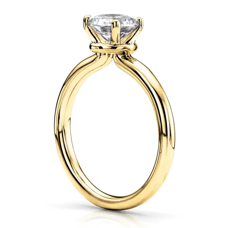 14K gold 6.5 mm Moissanite Designer 4 Prong Solitaire Engagement Ring - alternate view 3