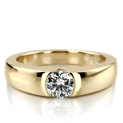 5 mm  Moissanite Tension Set Solitaire Diamond Engagement Ring alternate view