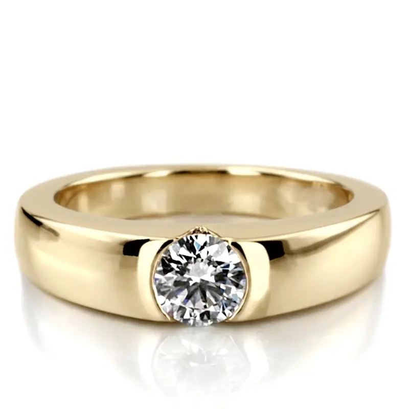 14K gold 5 mm Moissanite Tension Set Solitaire Diamond Engagement Ring - alternate view 2