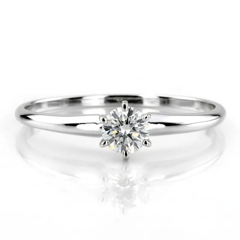 14K gold 5 mm Moissanite Round Cut 6-Prong Classic Solitaire Engagement Ring - main view