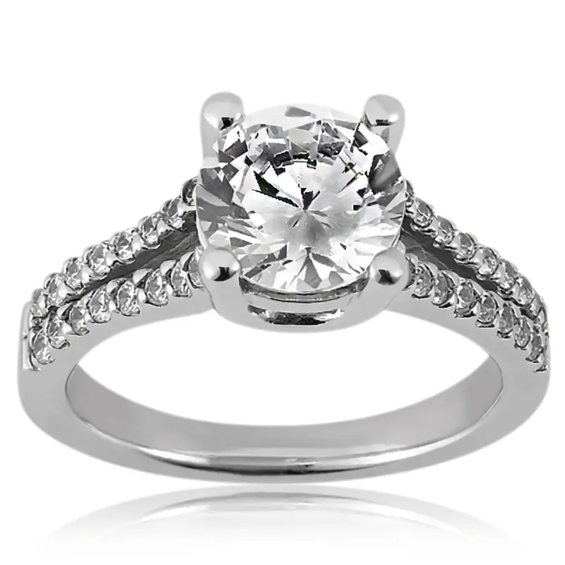 14K white gold Shared Prong Split Shank Diamond Bridal Ring ( 0.30 tcw) - alternate view 2
